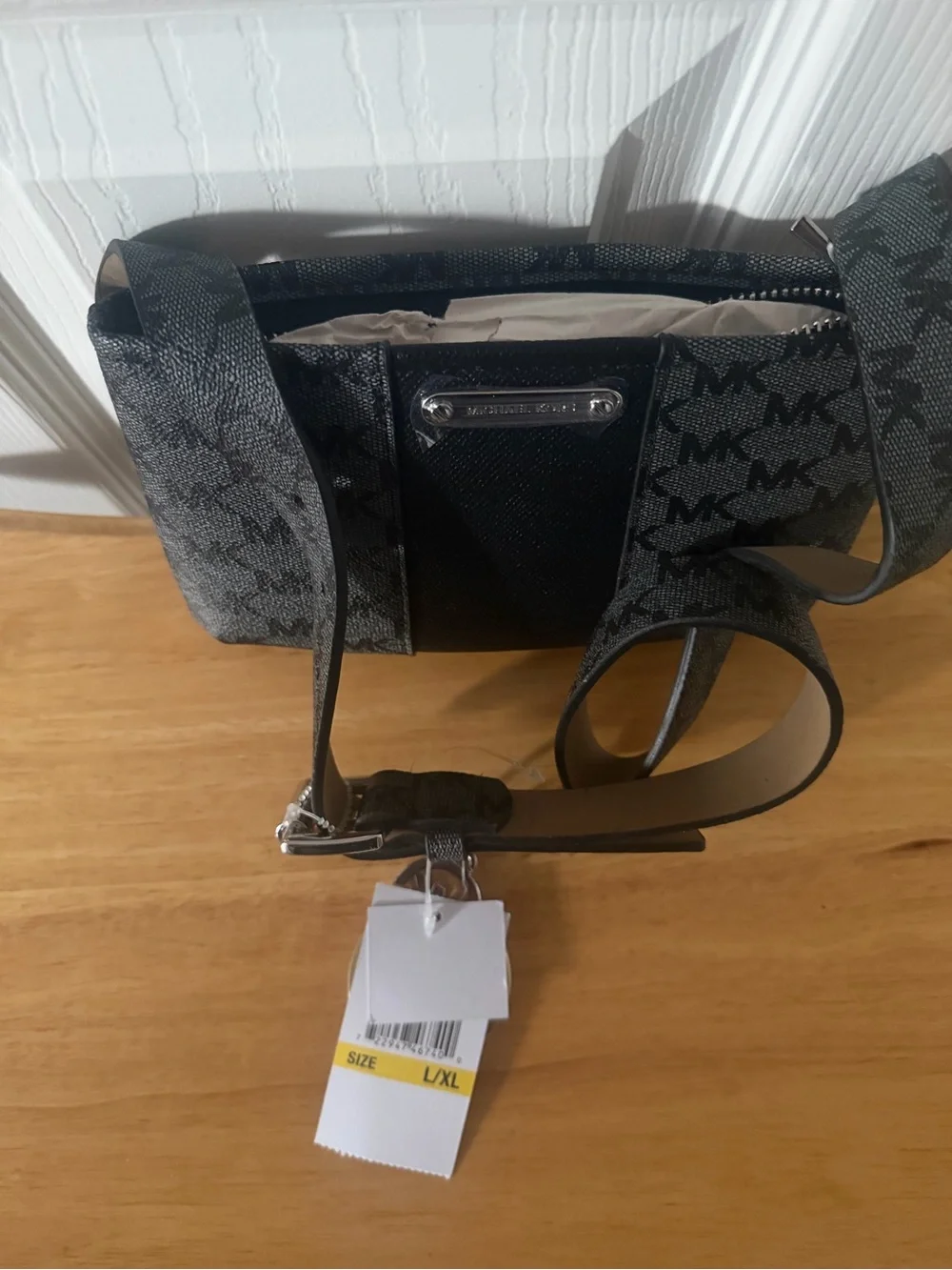 Michael Kors Black and Gray MK Logo Belt Bag